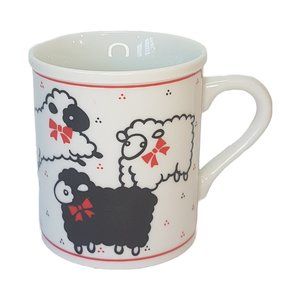 Vintage Black Sheep Mug Teacup Black White Red